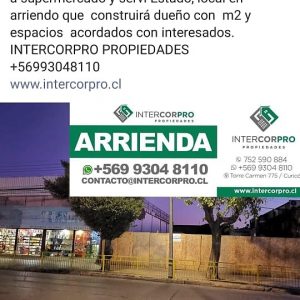 Se arrienda terreno en Calle Arturo Prat, Curicó.